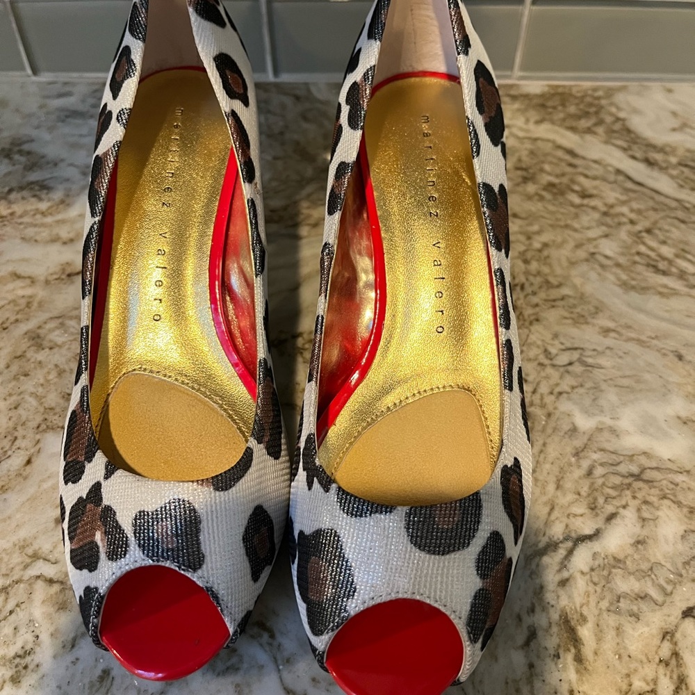 Leopard Heels with Peek A Boo Toe Front